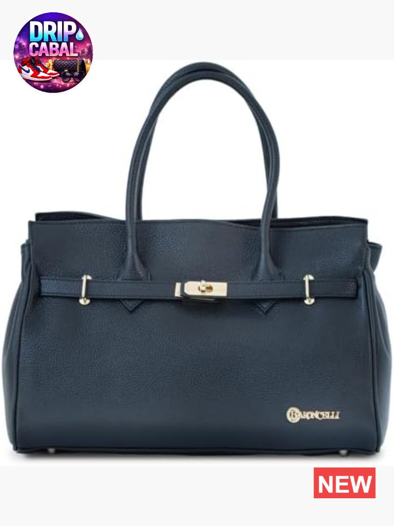 Genuine Leather Large Tote Bag With Gold Hardware, Multiple Compartments